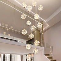 Bộ đèn chùm thông tầng TH540, mâm  inox gương trắng, gồm 55 quả thả tự do tích hợp led, mâm hình vuông  KT(mm): 1000 x 1000 x 3500